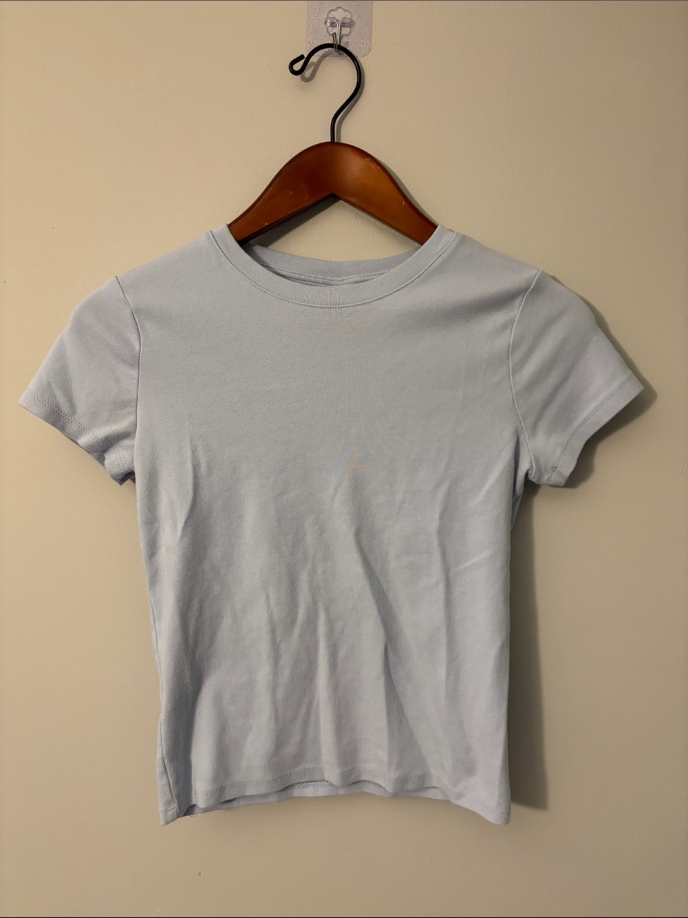 Light Blue Short Sleeve Crewneck Tee for Women